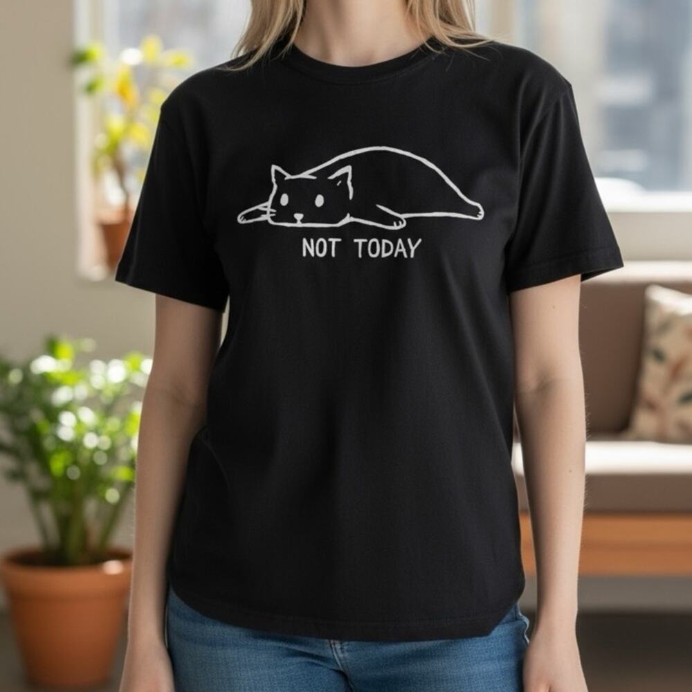 Threadless Black 'Not Today' Cat Short Sleeve T-Shirt Small New without Tags